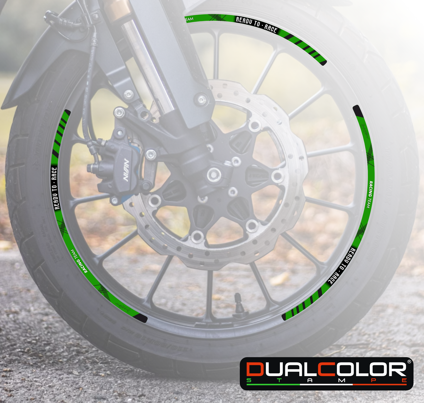 Kit Adesivi Cerchi Moto 17" Verde Kawasaki - Interno e Bordi 9mm - D0168