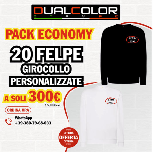 Bundle 20 Felpe Girocollo Personalizzate – 300 €