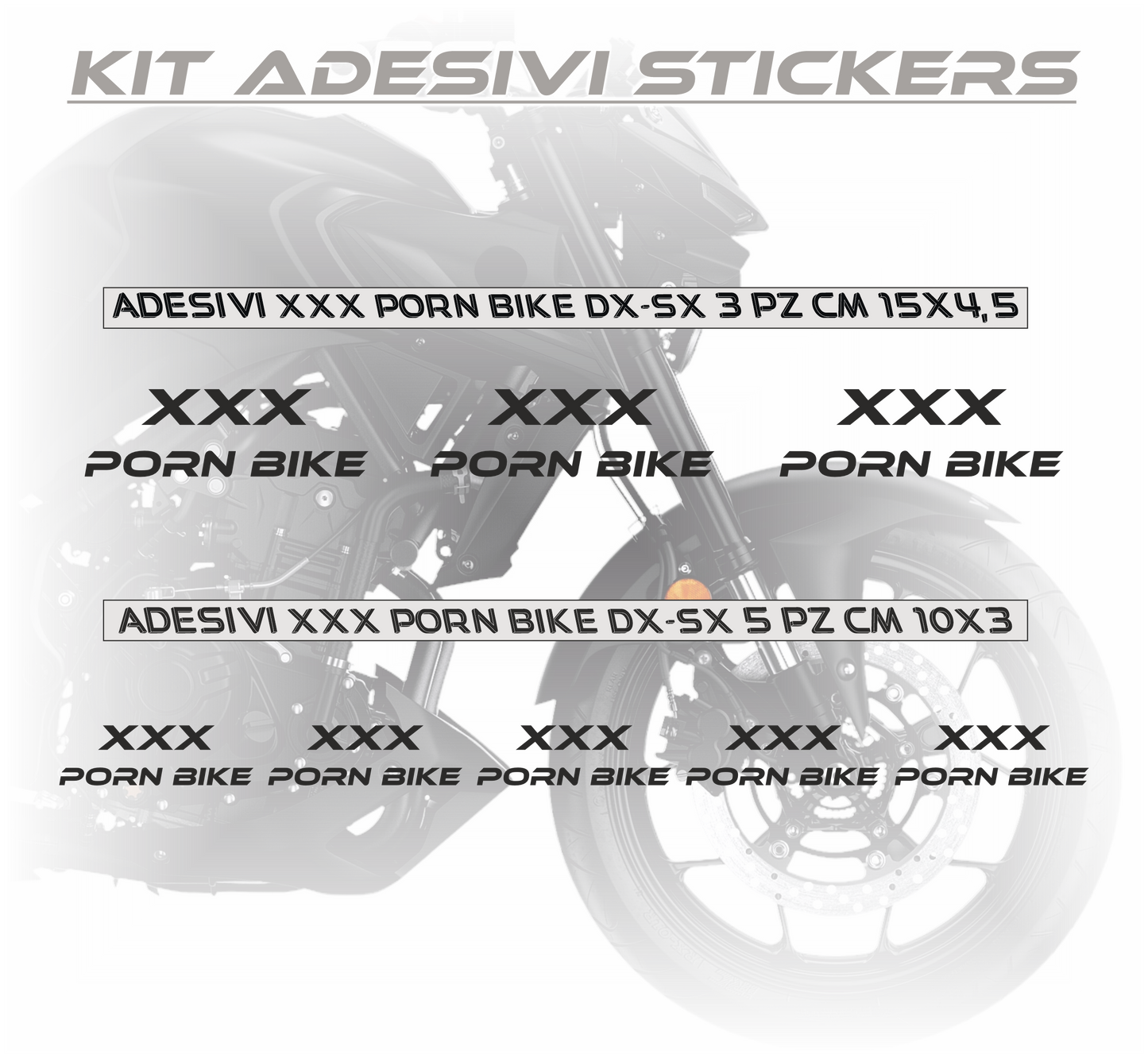 XXX PORN BIKE Stickers (8 stuks) voor Motorhelm Houder Scooter Motorfiets Vinyl Tuning COD.M0014