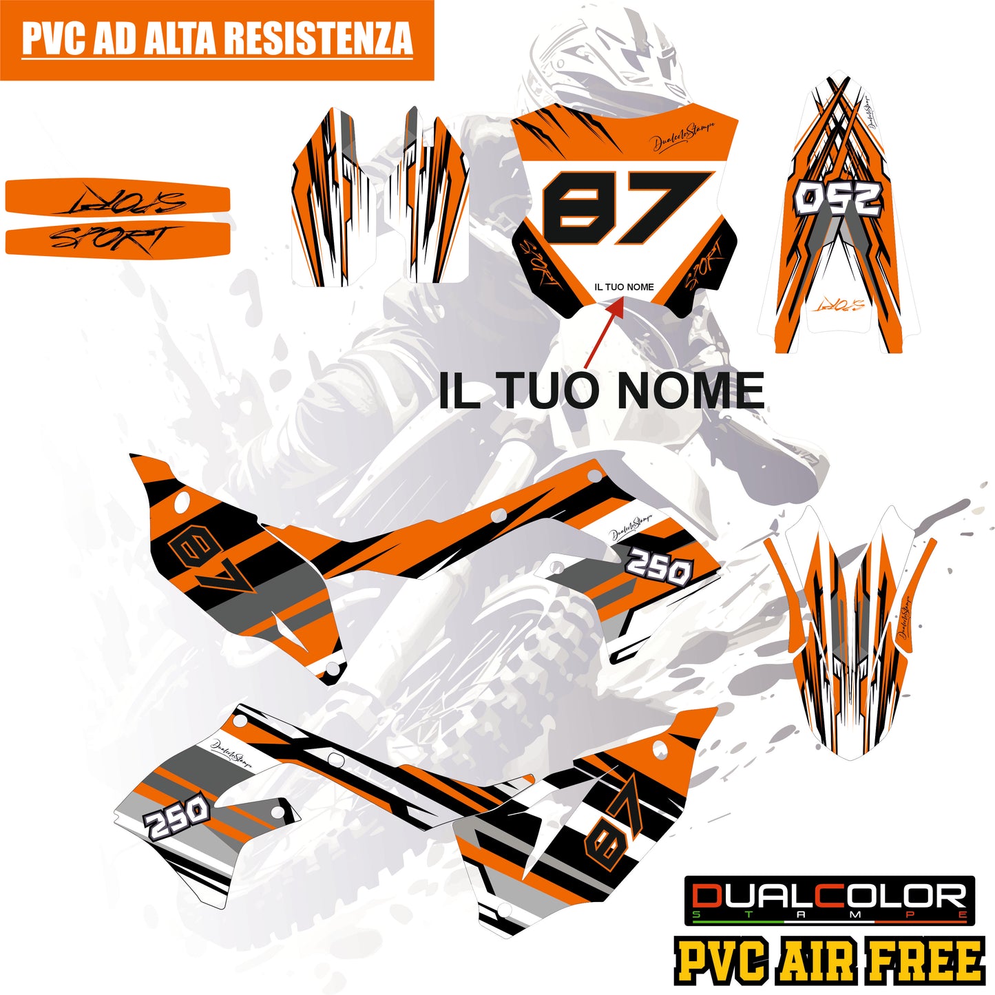 Kit Grafiche Compatibili con Kawasaki KX 250 (2021-2023) KXF 250, Adesivi Motocross Completi Professionali, Stickers KXF 250 M0343