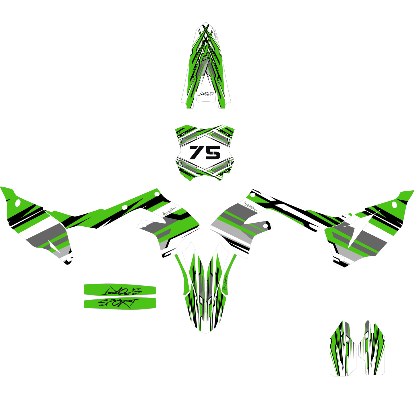 DualColorStampe Kit Grafiche Compatibili con Kawasaki KX 250 (2021-2023) KXF 250, Adesivi Motocross Completi Professionali Verdi, Stickers KXF 250 M0345