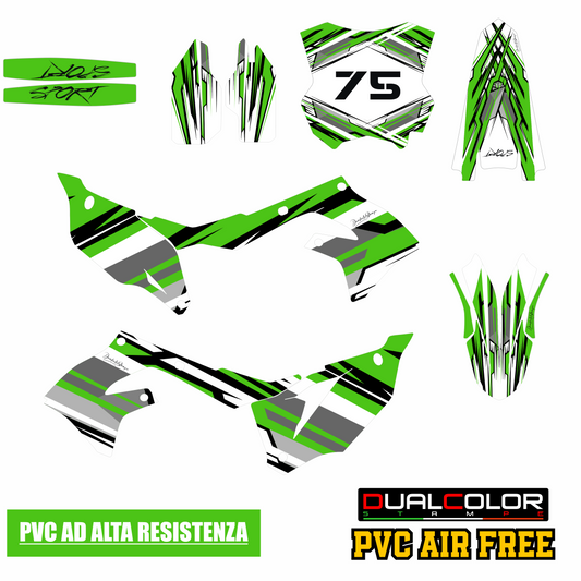 DualColorStampe Kit Grafiche Compatibili con Kawasaki KX 250 (2021-2023) KXF 250, Adesivi Motocross Completi Professionali Verdi, Stickers KXF 250 M0345