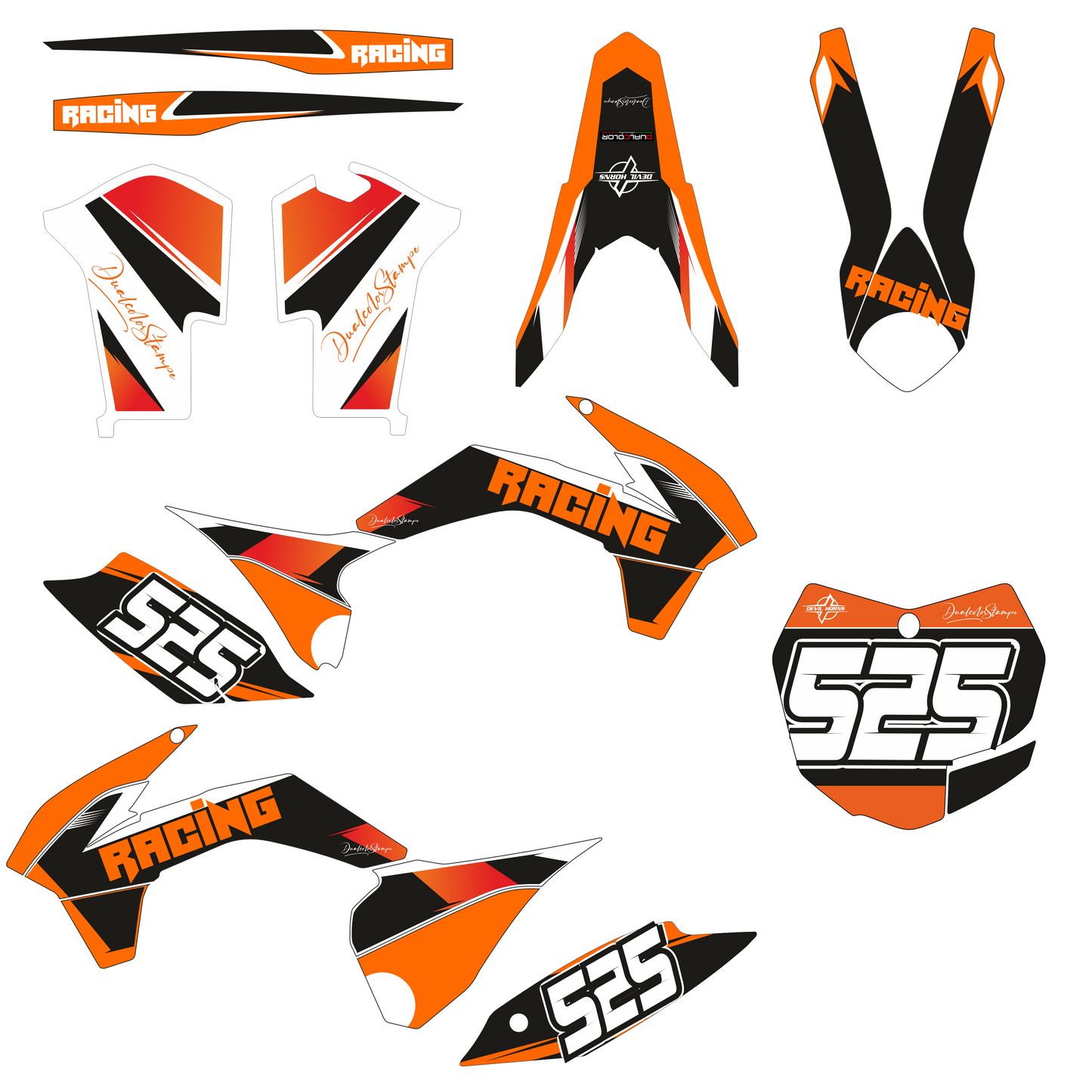 Adesivi Compatibili con KTM EXC‑F 4T (2008‑2011) 250 350 450 525 Grafiche Resistenti, Alta Qualità, Facili da Applicare Kit Decalcomanie Moto Enduro M0348