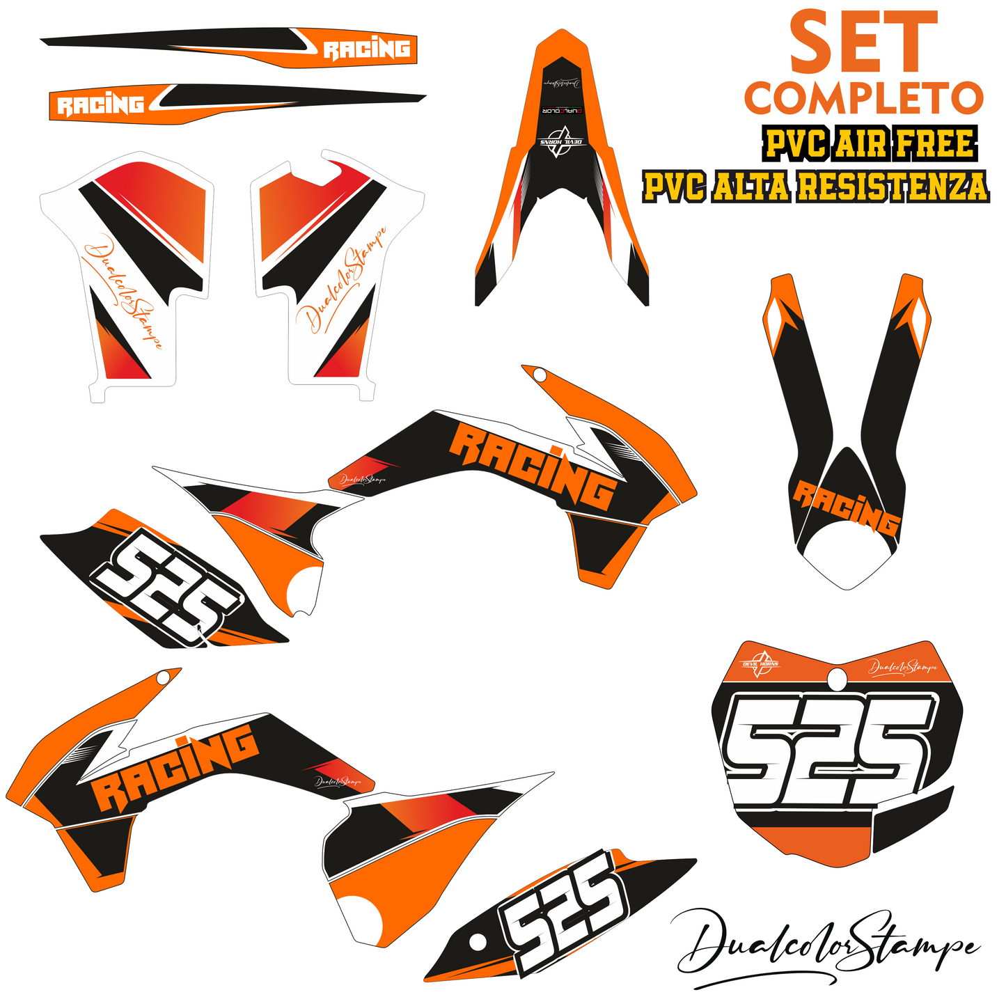 Adesivi Compatibili con KTM EXC‑F 4T (2008‑2011) 250 350 450 525 Grafiche Resistenti, Alta Qualità, Facili da Applicare Kit Decalcomanie Moto Enduro M0348