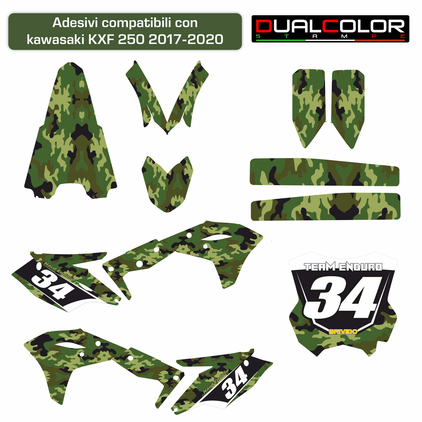 Adesivi Compatibili con Kawasaki KXF 250 KX250F 2017 2018 2019 2020 Grafiche per wrapping moto Graphics Kit M0349