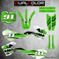 Kit Grafiche Adesivi Compatibili con Kawasaki KX 125/250 (1999-2002) - Stickers Motocross Enduro, Design Verde,Kit Completo Wrapping Moto M0350
