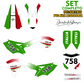 Adesivi compatibili con Kawasaki KFX 250 2017-2020, Design Italia Tricolore con Numero 758, Set Completo PVC Alta Resistenza,Kit Adesivi Grafiche M0351