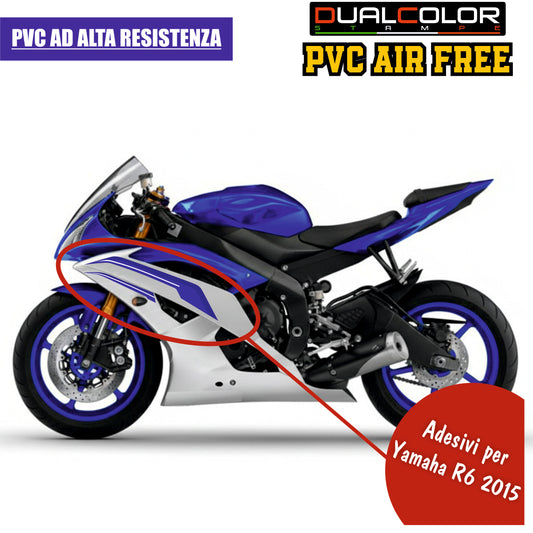 Kit Adesivi Compatibili con Yamaha R6 2015, Grafiche Carena Laterale Moto, PVC Alta Resistenza Air Free Senza Bolle, Decalcomanie Racing Professionali, Blu e Bianco M0357