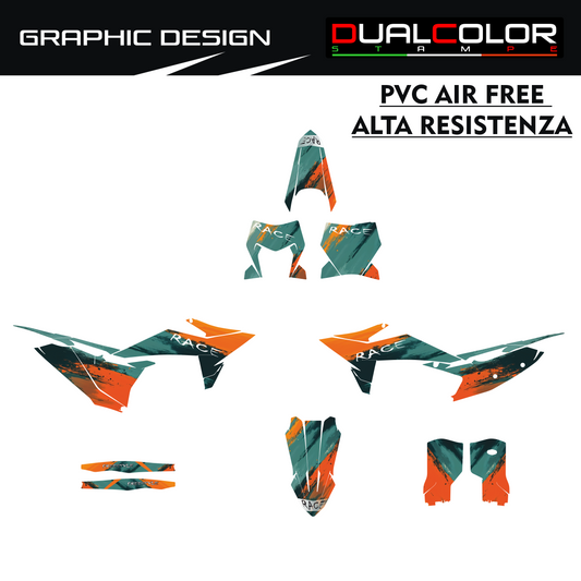 Adesivi Compatibili con KTM EXC‑F 4T (2023‑2025) 250 350 450 525 Grafiche Resistenti, Kit WRAPPING Decalcomanie Moto Enduro M0359