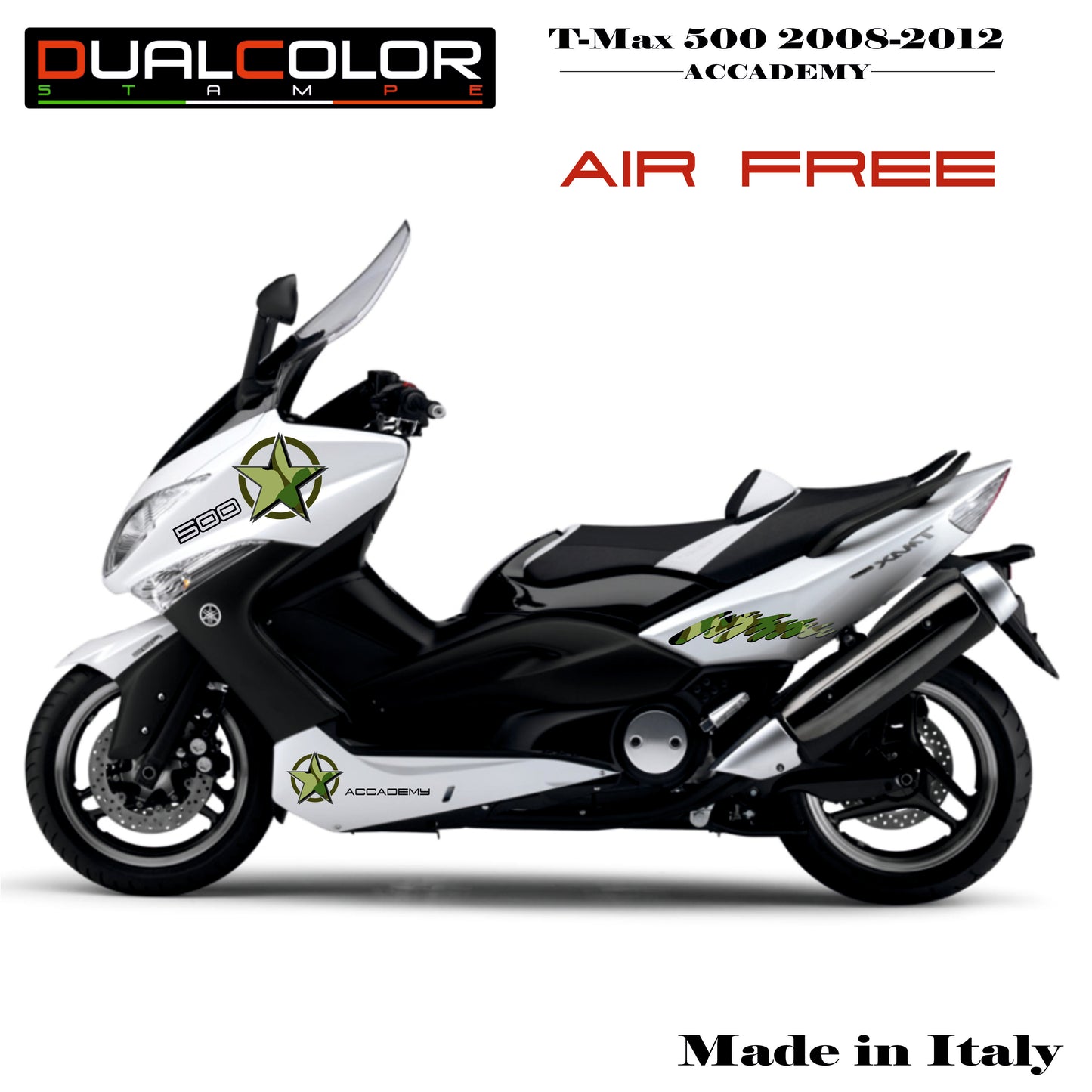 Kit Adesivi Compatibili con Yamaha T-Max 500 (2008-2012) - Grafiche Moto Stile Militare Camouflage - Decalcomanie Carena PVC Alta Resistenza, Design M0361