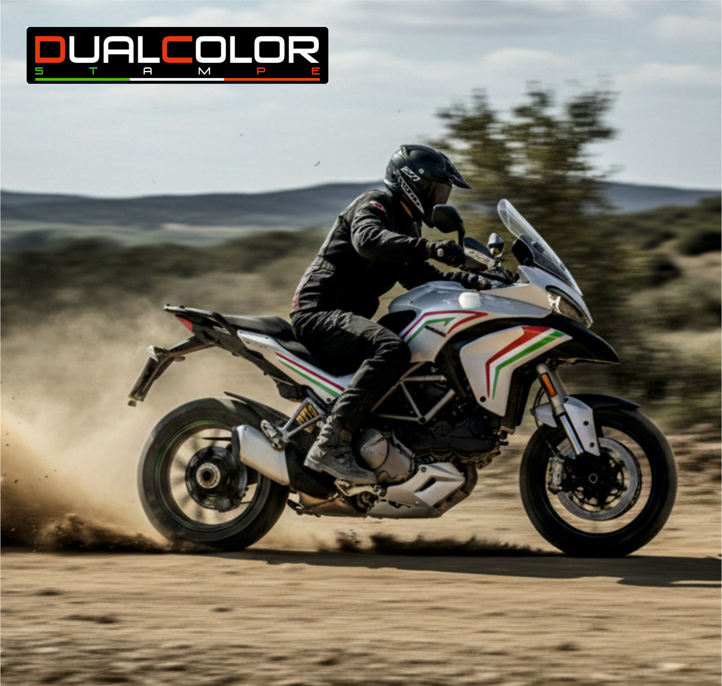 Autocollants DualColor Prints Compatible avec Ducati Multistrada 1200 S Kit complet de carénage de moto Autocollant de réservoir DRAMS ROAD Autocollants DX-SX Moto COD.M0243