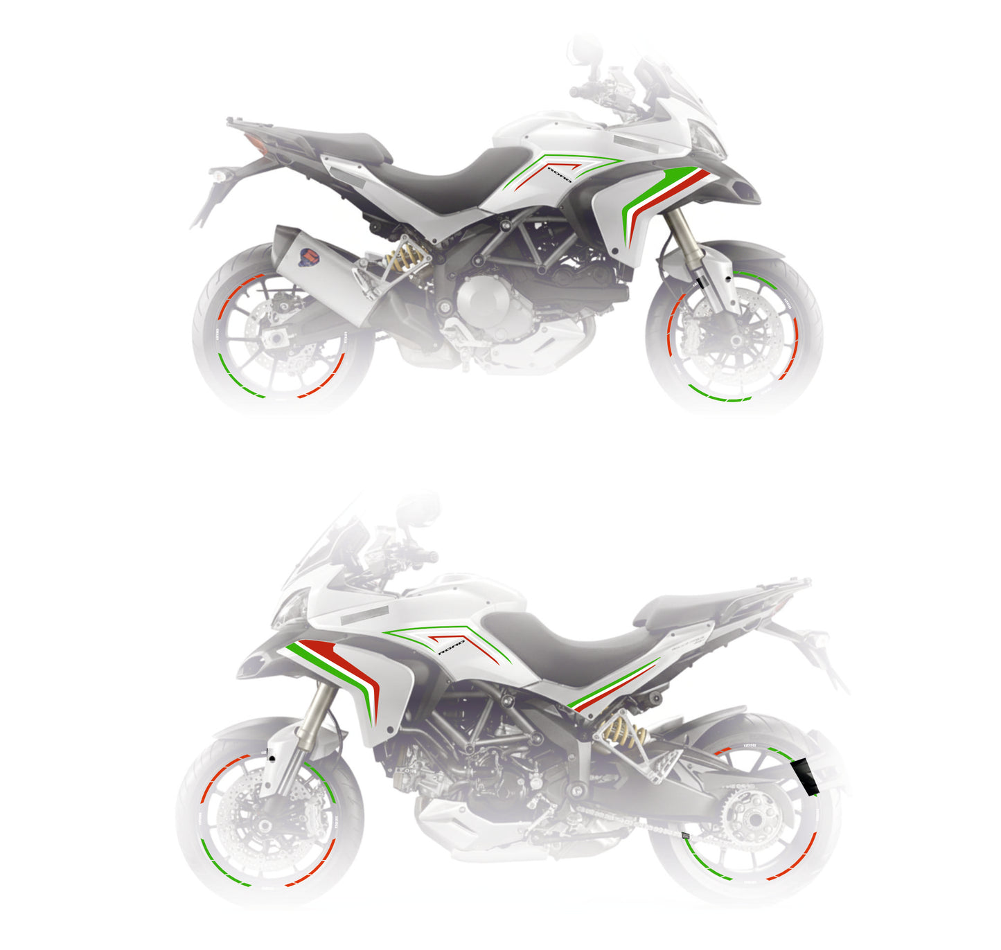Autocollants DualColor Prints Compatible avec Ducati Multistrada 1200 S Kit complet de carénage de moto Autocollant de réservoir DRAMS ROAD Autocollants DX-SX Moto COD.M0243