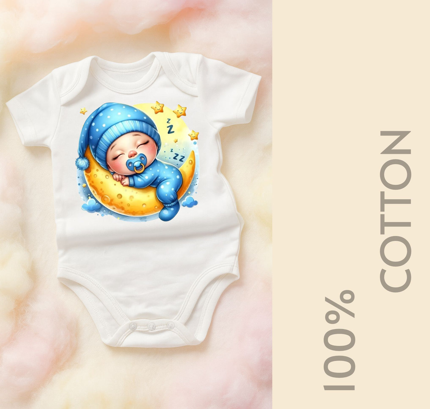 Pagliaccetto idea regalo neonato unisex con stampa luna 0-3 mesi 6-9 mesi | maniche corte