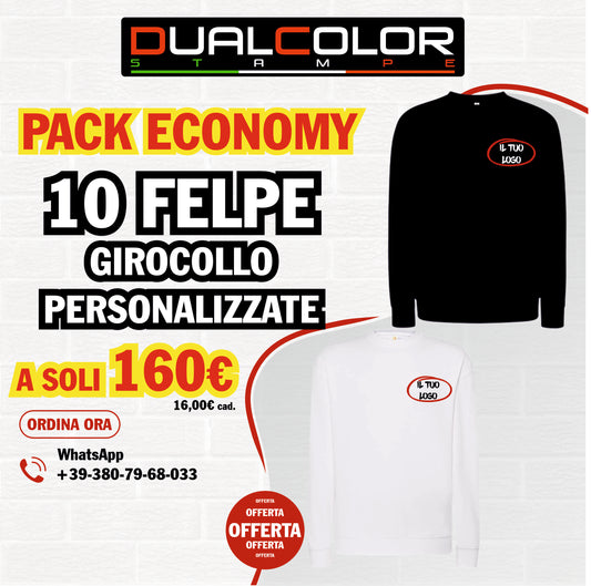 Bundle 10 Felpe Girocollo Personalizzate – 160 €