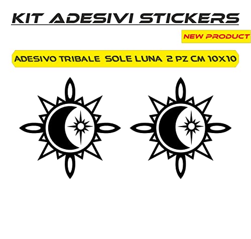 Adesivi Tribale sole-luna CASCO ACCESSORI MOTO decorazione per scooter casco (2 PZ) vinile colore a scelta COD.C0033 a €10.99 solo da DualColorStampe