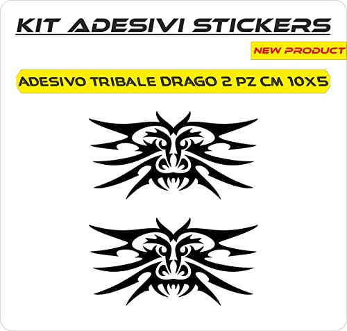 Tribal Dragon Stickers CASQUE MOTO ACCESSOIRES décoration pour casque  scooter (2 PCS) vinyle couleur au choix COD.C0031