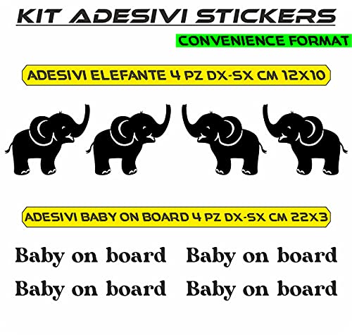 Adesivi elefante Baby On Board Bimbo a Bordo auto moto stickers - vinile colore a scelta COD.0034 a €9.99 solo da DualColorStampe