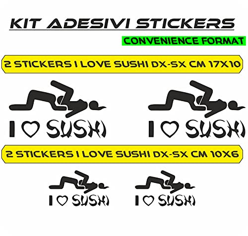 Adesivi Vinile (4 PZ) I Love Sushi per Auto Moto Finestrino Scooter Bici Motociclo Tuning - vinile colore a scelta COD.0048 a €9.99 solo da DualColorStampe