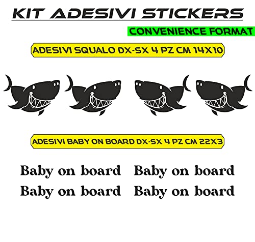 Adesivi Baby On Board Bimbo a Bordo SQUALO in Car auto moto stickers - vinile colore a scelta COD.0033 a €9.99 solo da DualColorStampe