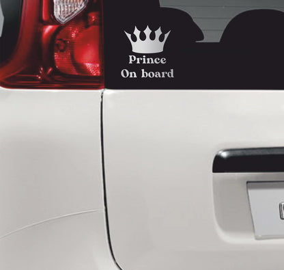Adesivi Prince On Board Bimbo a Bordo principe auto moto stickers corona principe neonato decalcomanie- vinile colore a scelta COD.0042 a €12.99 solo da DualColorStampe