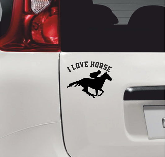 Adesivo I LOVE HORSE accessori equitazione cavallo Auto SUV Carrozzeria Finestra Decalcomanie auto casa porta TUNING Divertente Sticker Decal- vinile colore a scelta COD.0078 a €9.99 solo da DualColorStampe