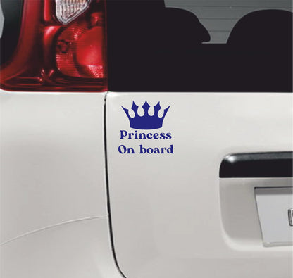 Adesivi Princess On Board Bimbo a Bordo auto moto stickers corona principessa neonato decalcomanie- vinile colore a scelta COD.0041(BLU 49) a €12.99 solo da DualColorStampe