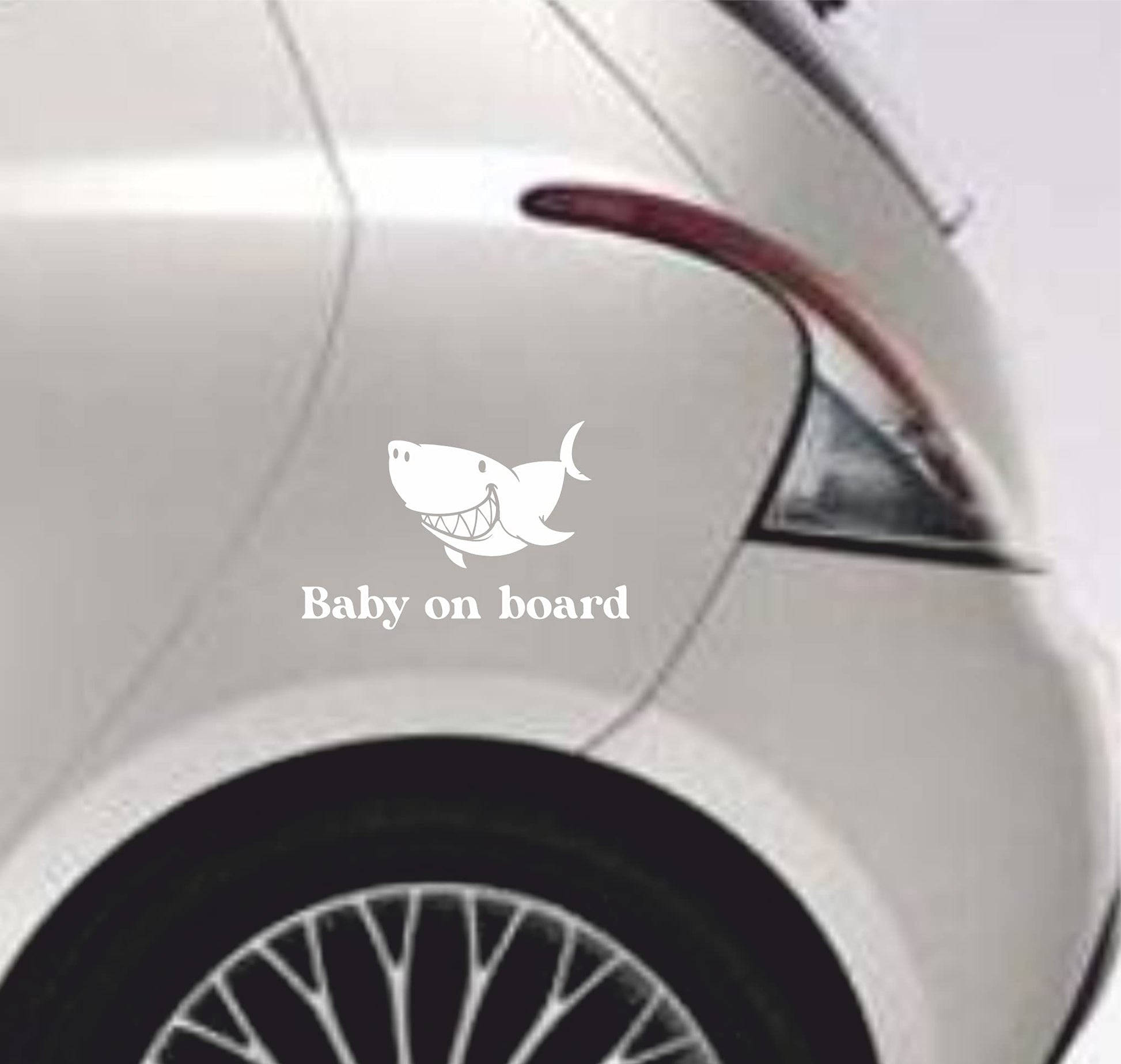 Adesivi Baby On Board Bimbo a Bordo SQUALO in Car auto moto stickers - vinile colore a scelta COD.0033 a €9.99 solo da DualColorStampe