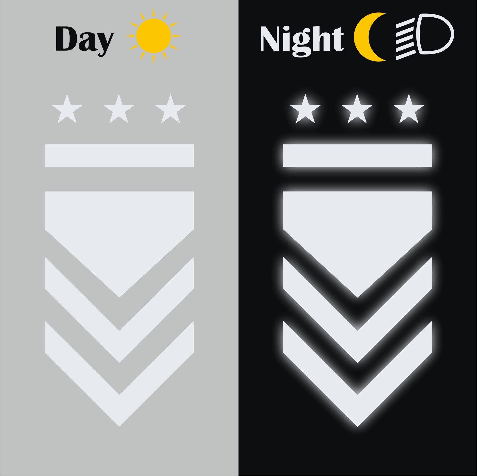 DualColorStampe Adesivi Stelle Graduate Adesivi Esercito Militare US Army Montanti rifrangenti riflettenti catarifrangenti per scooter auto moto stickers COD.0270 a €9.99 solo da DualColorStampe