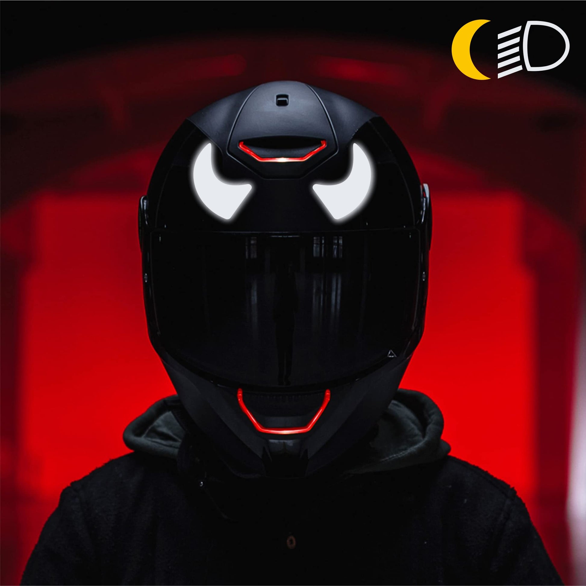 DualColorPrints Moto pegatinas casco cuernos (2 uds) Cm 10x5,8 reflectante  fluorescente reflectante pegatinas casco scooter COD.C0061