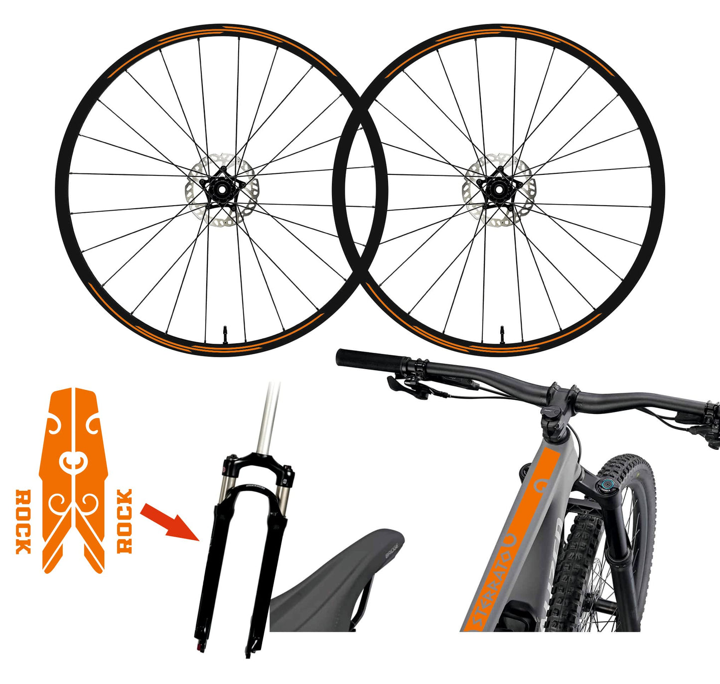 Set completo Adesivi Cerchi Bici MTB 26'' - 27,5'' - 28-29'' Pollici, adesivi forcella MTB, adesivi telaio MTB B0066 a €45.00 solo da DualColorStampe