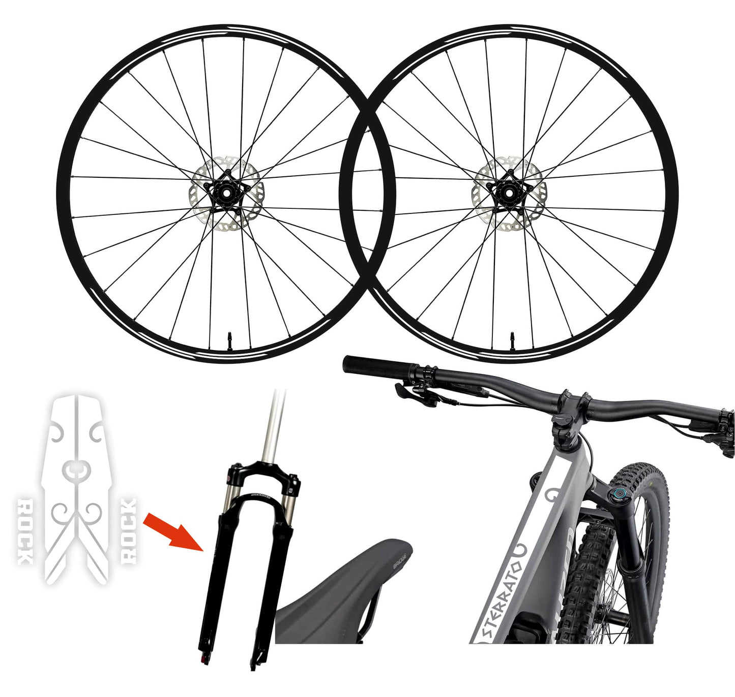 Set completo Adesivi Cerchi Bici MTB 26'' - 27,5'' - 28-29'' Pollici, adesivi forcella MTB, adesivi telaio MTB B0066 a €45.00 solo da DualColorStampe