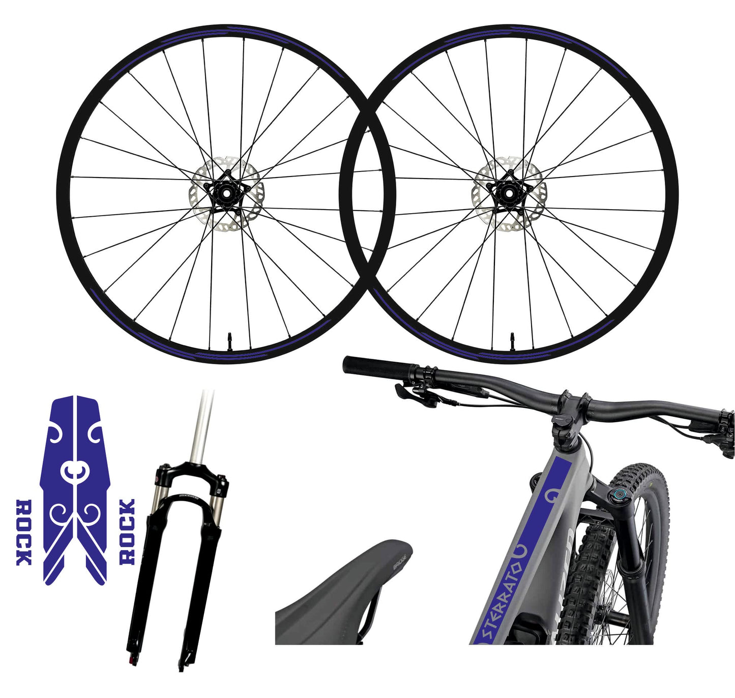 Set completo Adesivi Cerchi Bici MTB 26'' - 27,5'' - 28-29'' Pollici, adesivi forcella MTB, adesivi telaio MTB B0066 a €45.00 solo da DualColorStampe