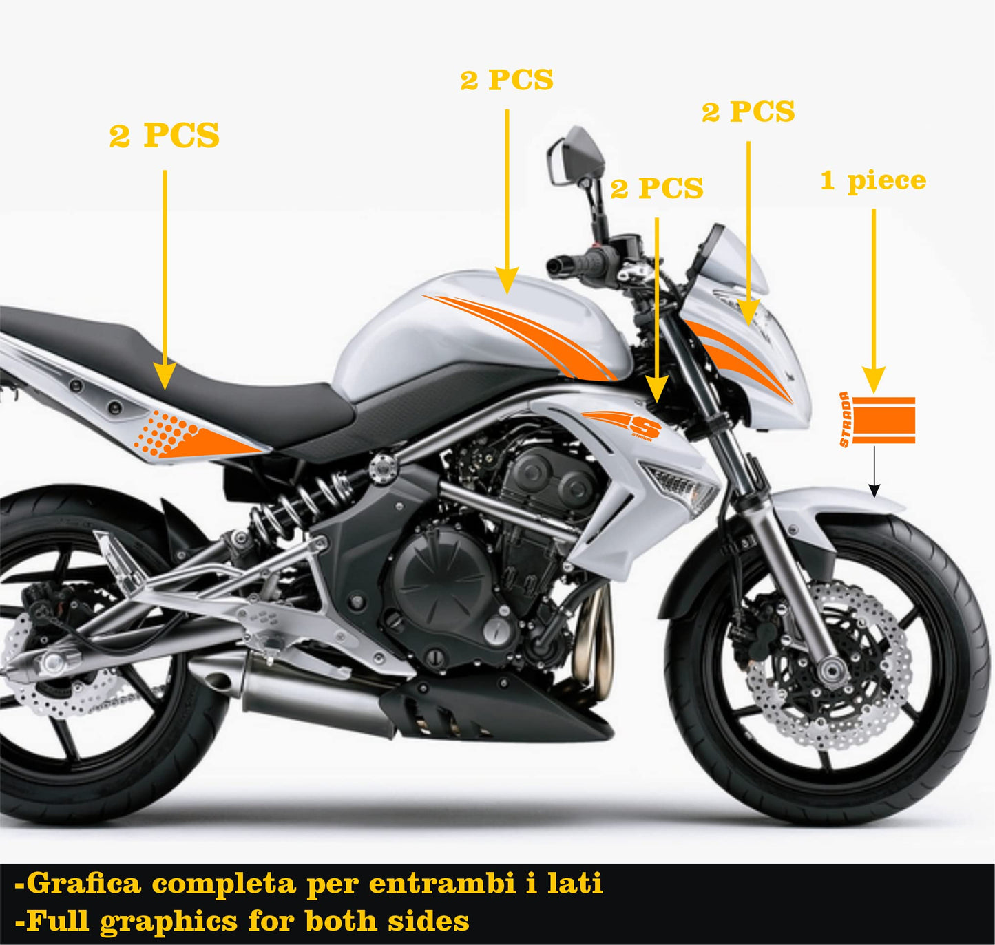 DualColorStampe Adesivi Compatibili con Kawasaki ER-6N (2009-20011) serbatoio DX-SX stickers Moto Motorbike COD.M0147 a €39.99 solo da DualColorStampe