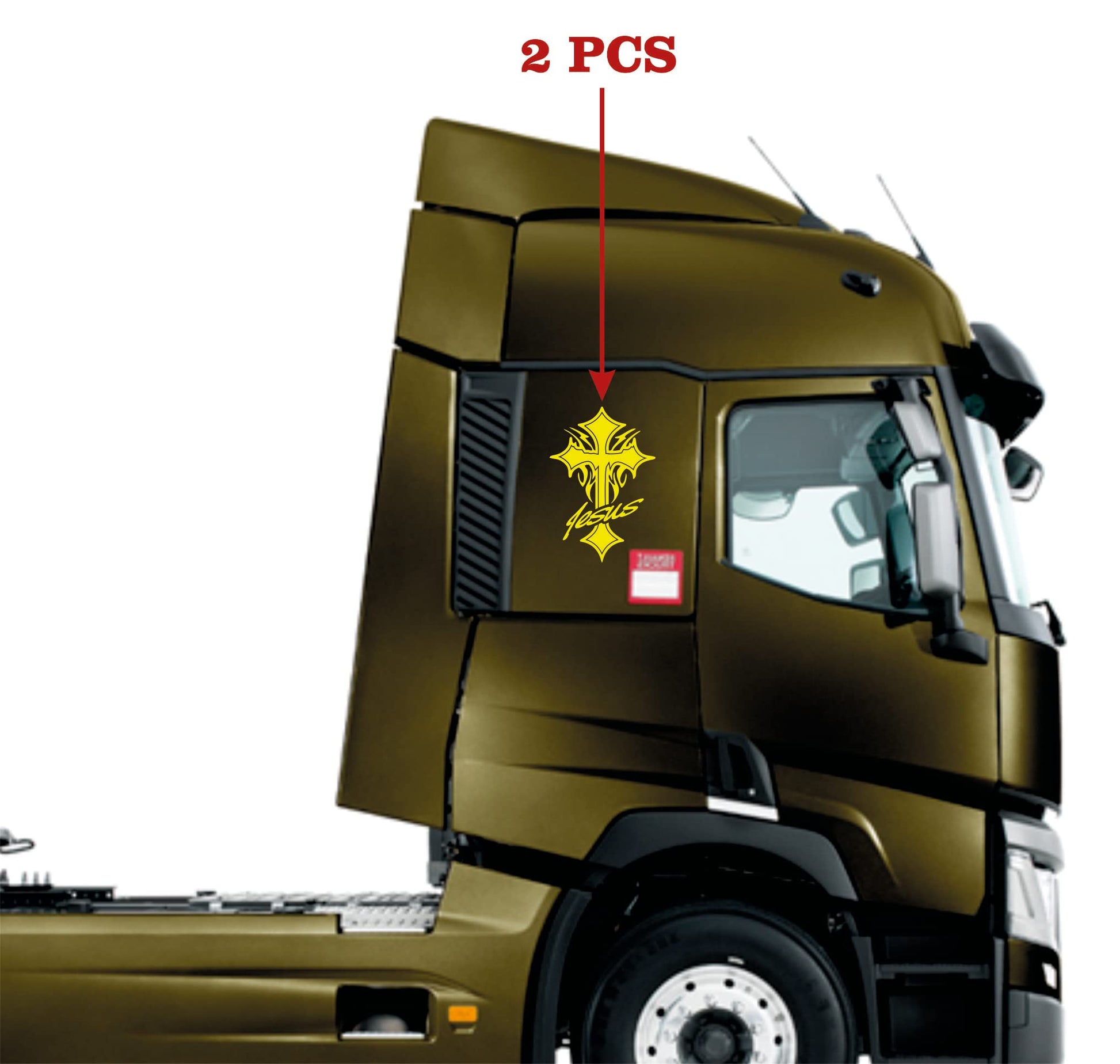 Pegatinas DualColorPrints compatibles con Scania Daf Iveco Man, accesorios  para camiones, pegatinas para camiones, ventanas para camiones, Jesús CROSS  COD.0309