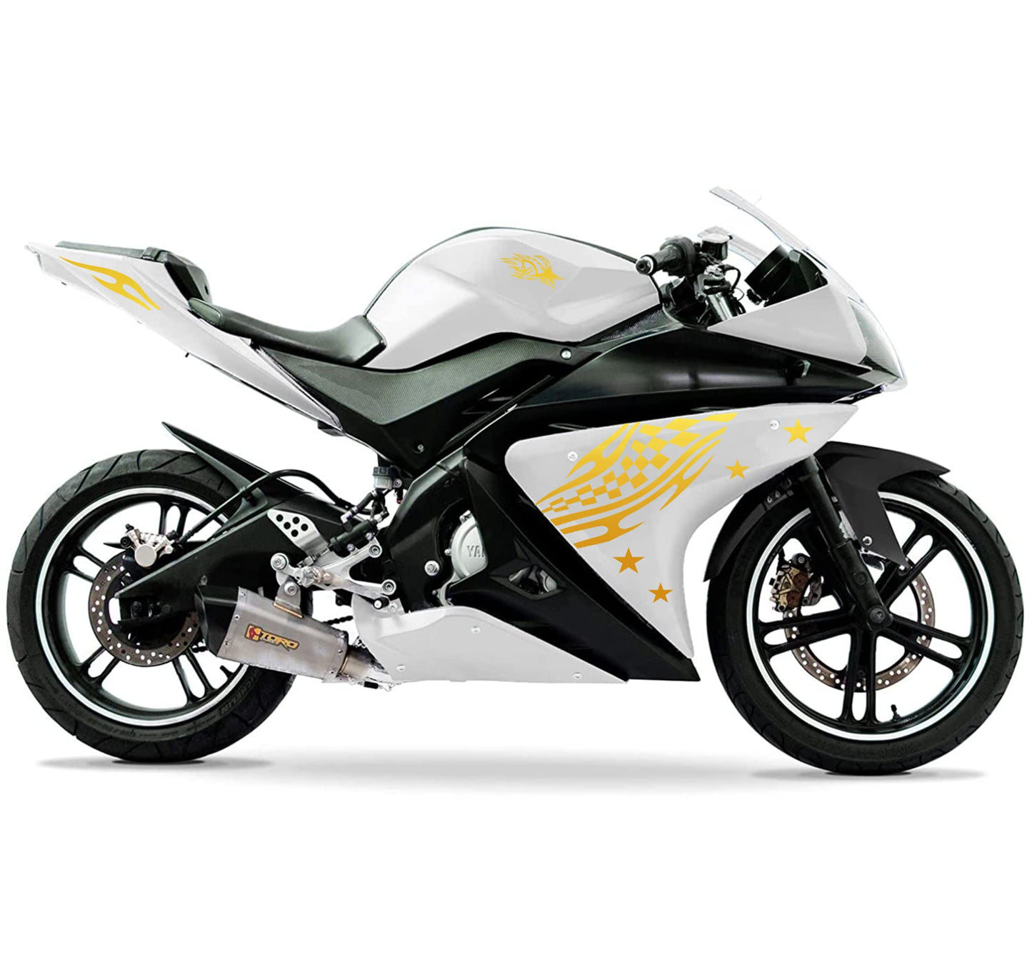 DualColorStampe Adesivi Compatibili con Yamaha YZF-R125 R125 (DX-SX) Carena moto decal stickers Design Stelle scacchiera M0126 a €18.99 solo da DualColorStampe