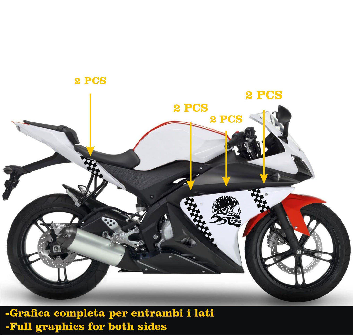 DualColorStampe Adesivi Compatibili con Yamaha YZF-R125 R125 (DX-SX) Carena moto decal stickers Design graffio M0166 a €39.99 solo da DualColorStampe