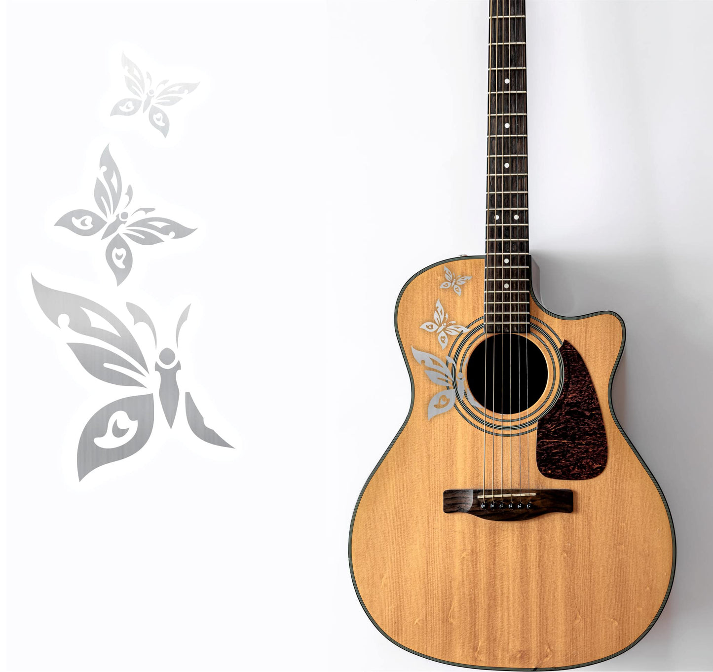DualColorStampe Adesivi per chitarra classica acustica motivo farfalle (kit da 3 pezzi) decalcomania per chitarra - X0005 a €13.99 solo da DualColorStampe