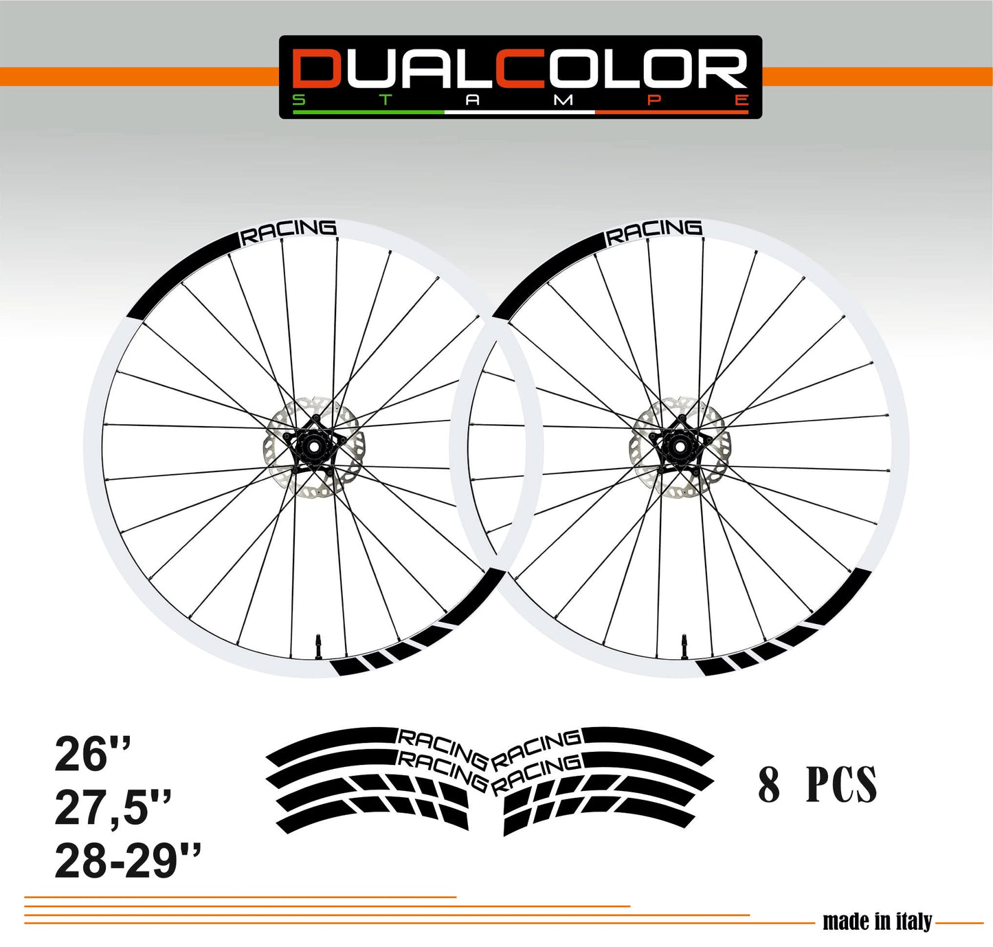 DualColorStampe Adesivi Cerchi Bici 26'' - 27,5'' - 28-29'' Pollici Ruota Bici MTB Bike Stickers Cerchi MTB racing B0031 a €10.00 solo da DualColorStampe