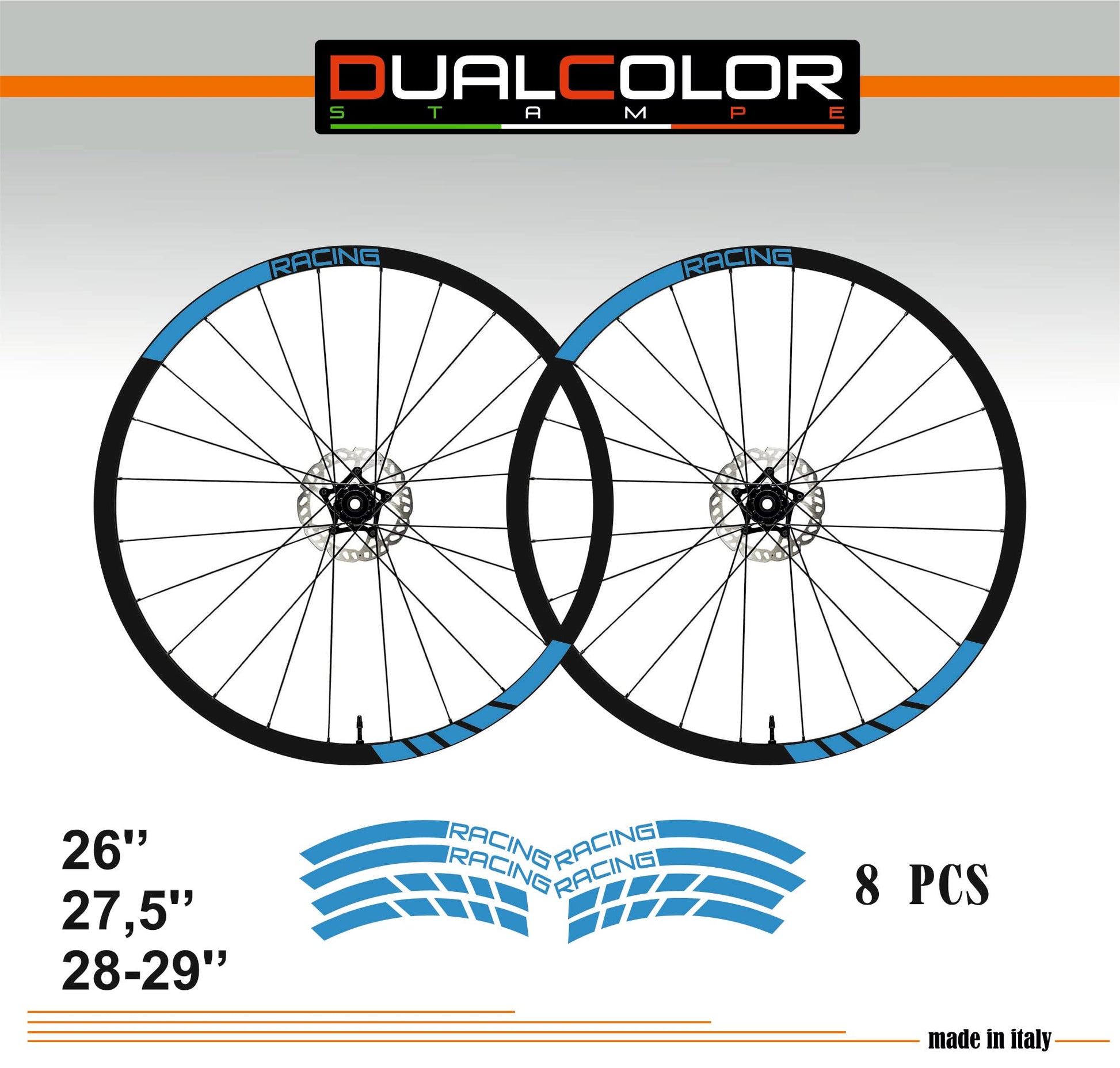 DualColorStampe Adesivi Cerchi Bici 26'' - 27,5'' - 28-29'' Pollici Ruota Bici MTB Bike Stickers Cerchi MTB racing B0031 a €10.00 solo da DualColorStampe