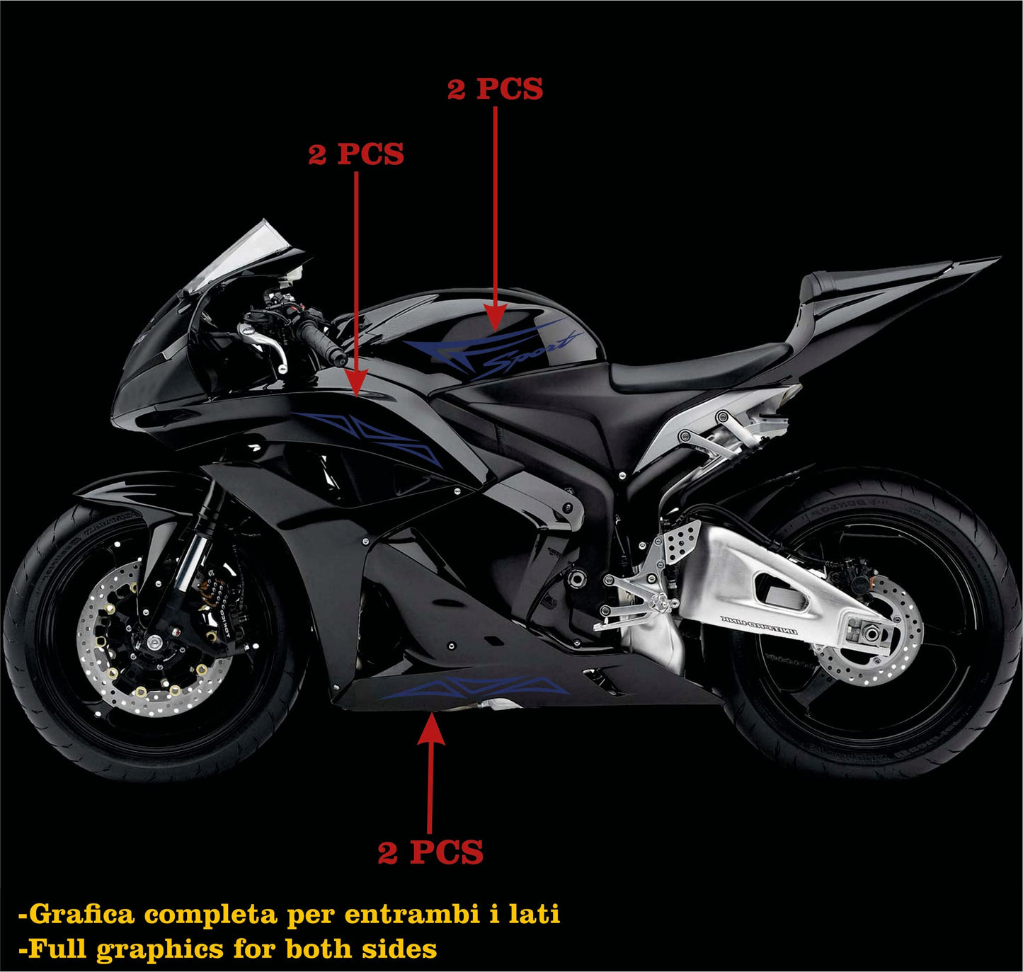 DualColorStampe Adesivi Compatibili con Honda CBR RR (2007-2010) carena DX-SX stickers Moto Motorbike COD.M0255 a €39.99 solo da DualColorStampe