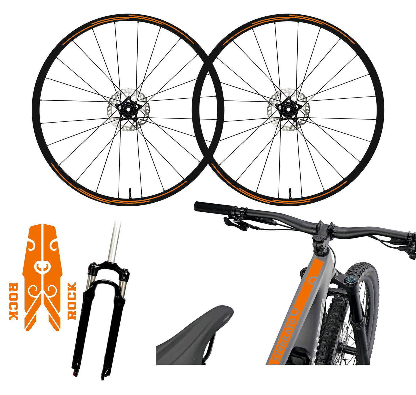 Set completo Adesivi Cerchi Bici MTB 26'' - 27,5'' - 28-29'' Pollici, adesivi forcella MTB, adesivi telaio MTB B0066 a €45.00 solo da DualColorStampe