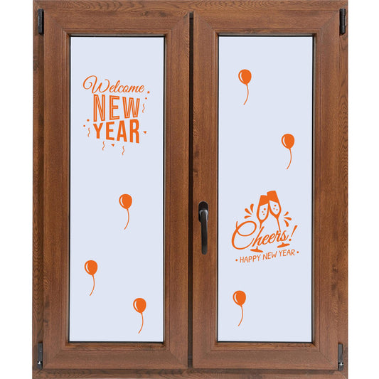 Adesivi Happy New Year capodanno festoni Stickers da Vetro Fai da Te Finestra Decorazione Vetrina-Colore a scelta COD.I0086 a €9.99 solo da DualColorStampe