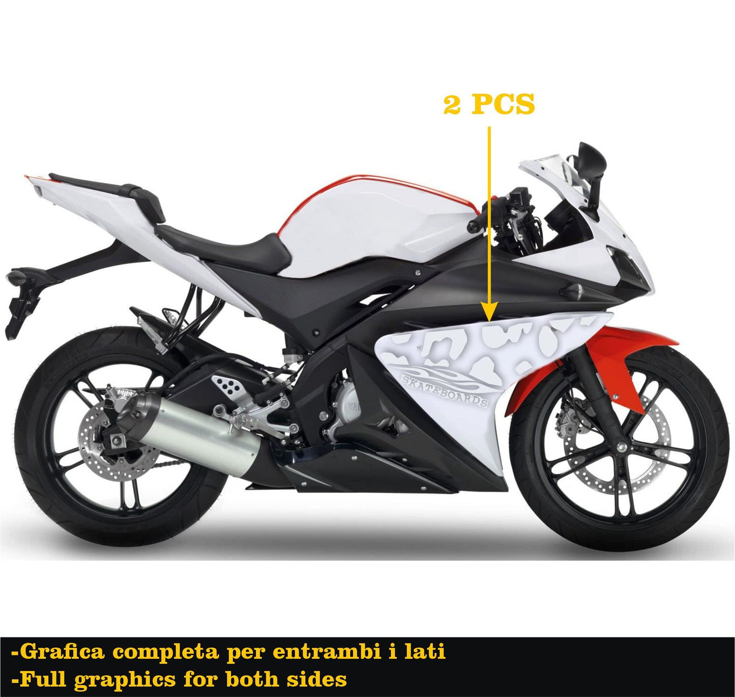 DualColorStampe Adesivi Compatibili con Yamaha YZF-R125 R125 (DX-SX) Carena moto decal stickers Design maculato M0168 a €35.99 solo da DualColorStampe