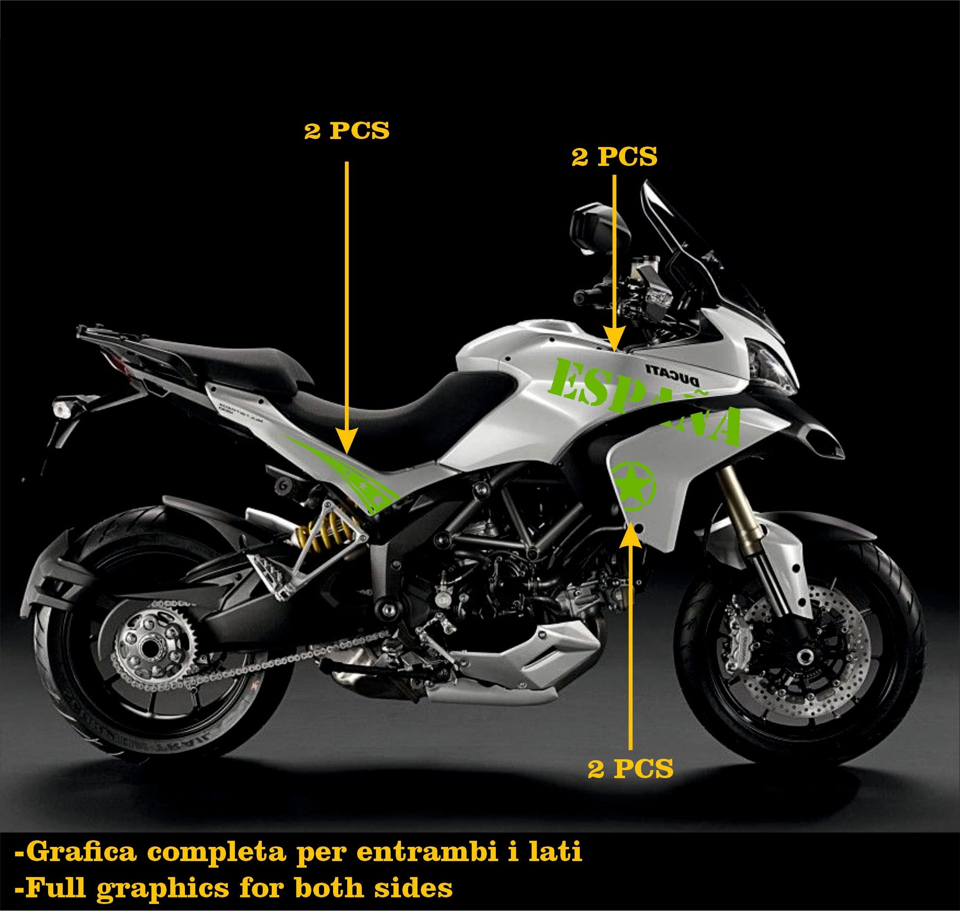 DualColorStampe Adesivi Compatibili con Ducati Multistrada 1200 S Kit completo Carena moto decalcomania serbatoio stickers Spagna COD.M0250 a €39.90 solo da DualColorStampe