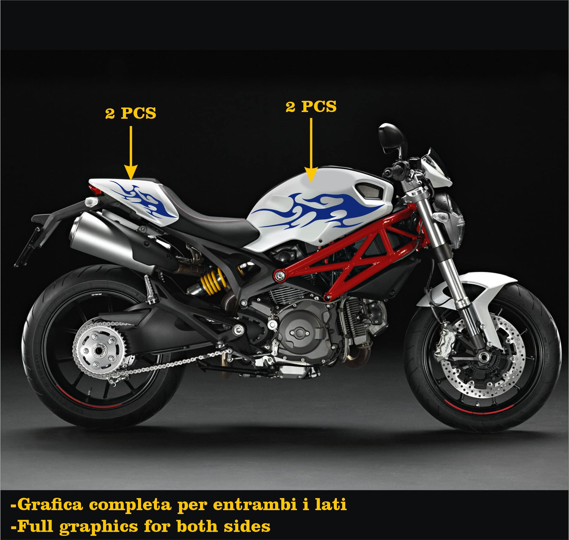 DualColorStampe Adesivi compatibili con Ducati monster 796 696 1100 carena moto serbatoio codino unghia moto COD.M0135 a €25.99 solo da DualColorStampe