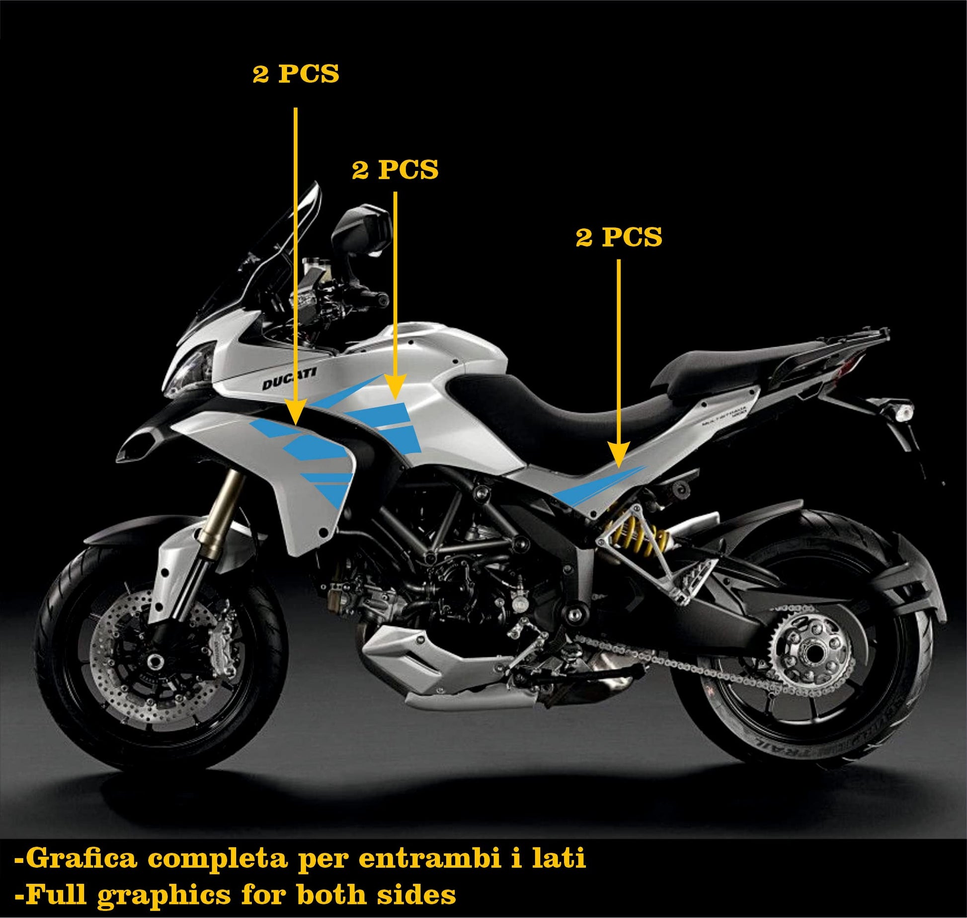 DualColorStampe Adesivi Compatibili con Ducati Multistrada 1200 S Kit completo Carena moto decalcomania serbatoio stickers COD.M0245 a €39.90 solo da DualColorStampe