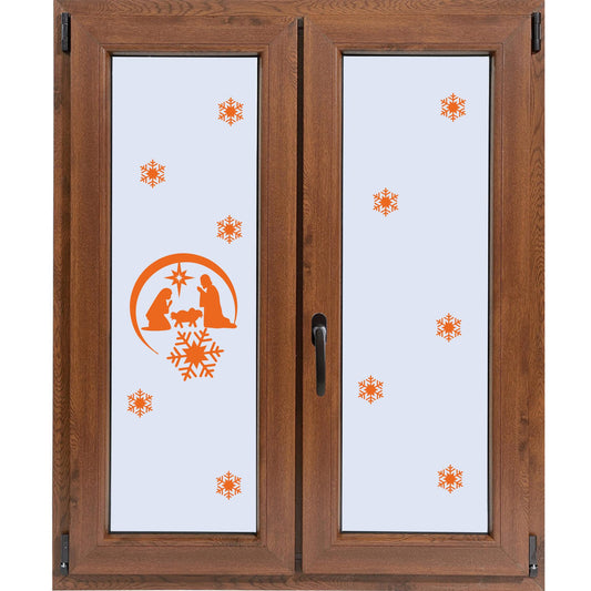 Adesivi Fiocchi di Neve Gesù Maria Giuseppe per Natale Stickers da Vetro Fai da Te Finestra Decorazione Vetrina- VINILE COLORE A SCELTA COD.I0082 a €9.99 solo da DualColorStampe