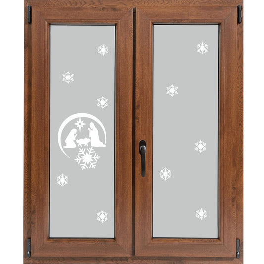 Adesivi Fiocchi di Neve Gesù Maria Giuseppe per Natale Stickers da Vetro Fai da Te Finestra Decorazione Vetrina- VINILE COLORE A SCELTA COD.I0082 a €9.99 solo da DualColorStampe