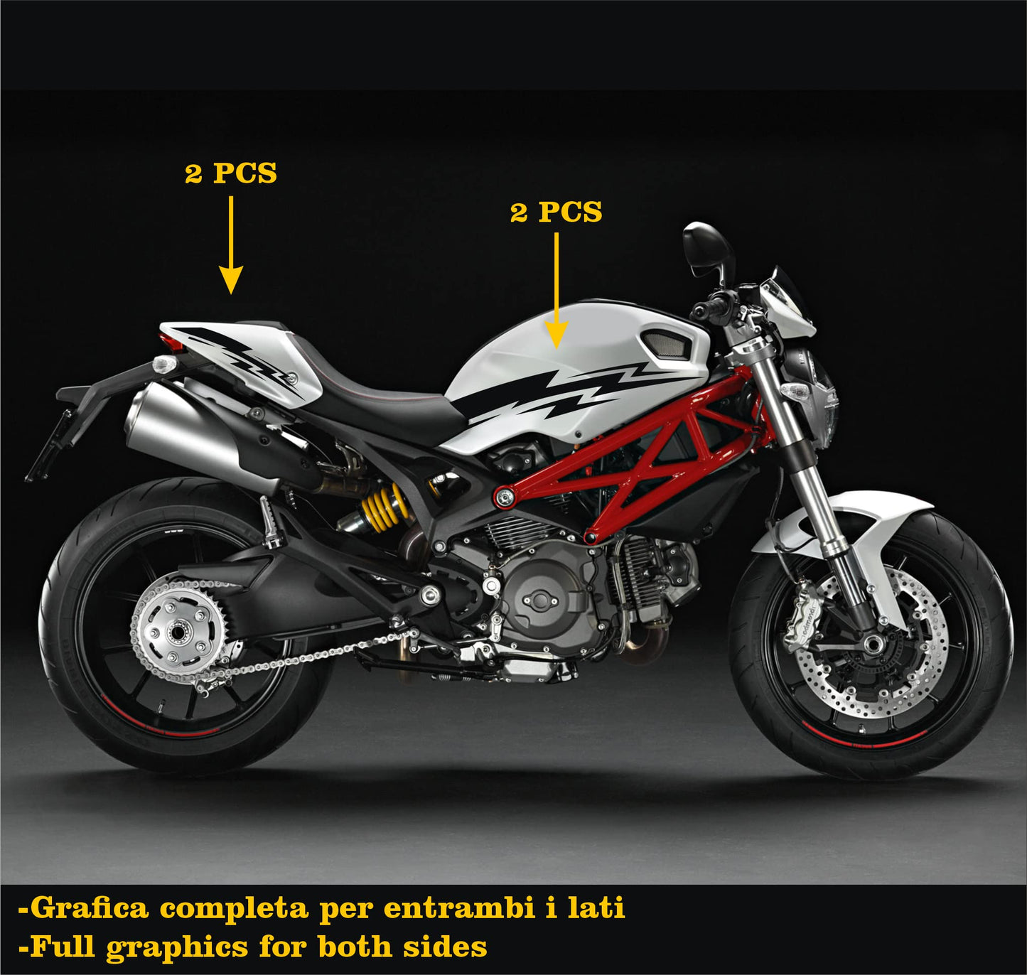 DualColorStampe Adesivi compatibili con Ducati monster 796 696 1100 carena moto serbatoio codino unghia moto COD.M0136 a €25.99 solo da DualColorStampe