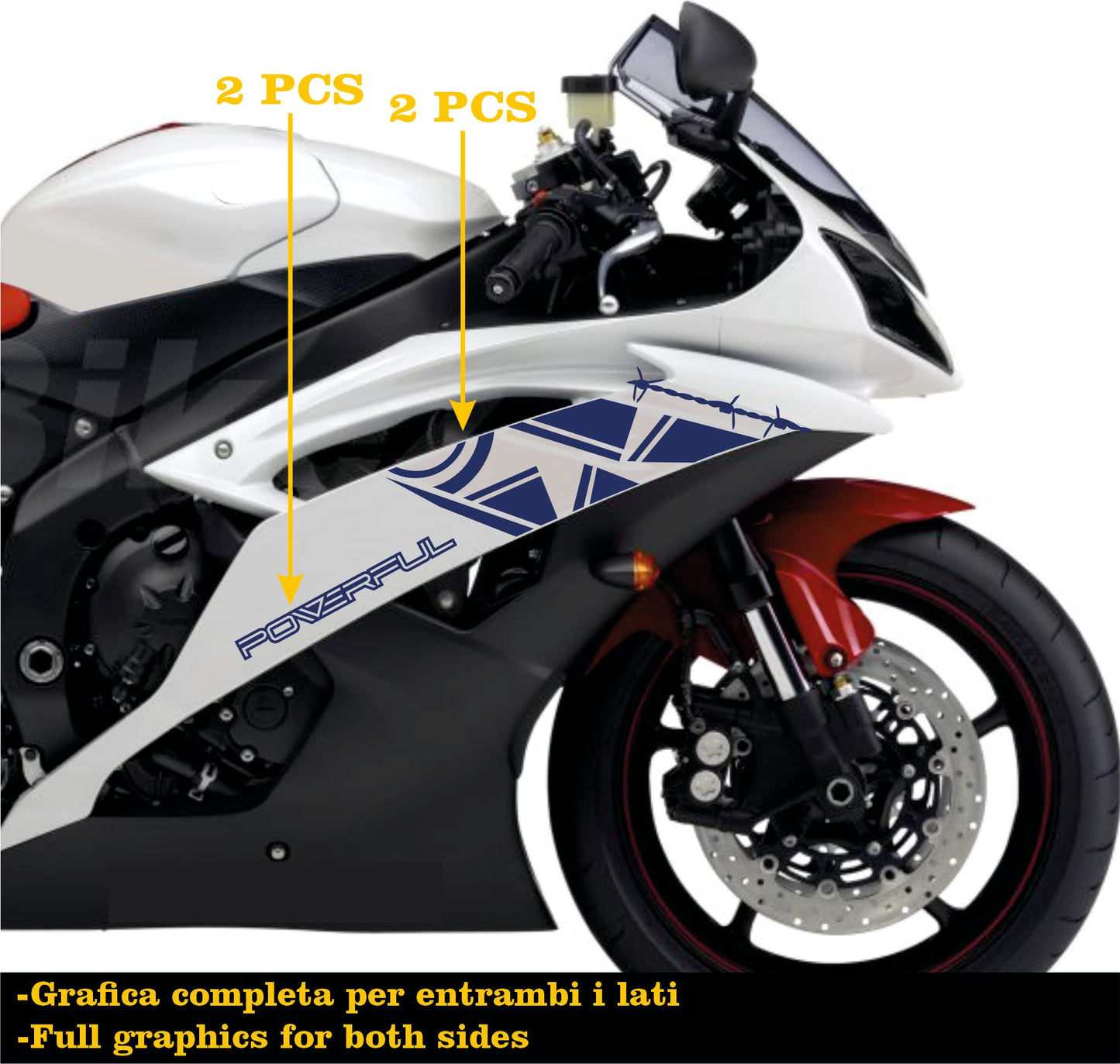 DualColorStampe Adesivi Compatibili con Yamaha R6 ANNO 2008 carena moto accessori stickers Motociclo colore a scelta POWERFUL COD.M0283 a €34.99 solo da DualColorStampe